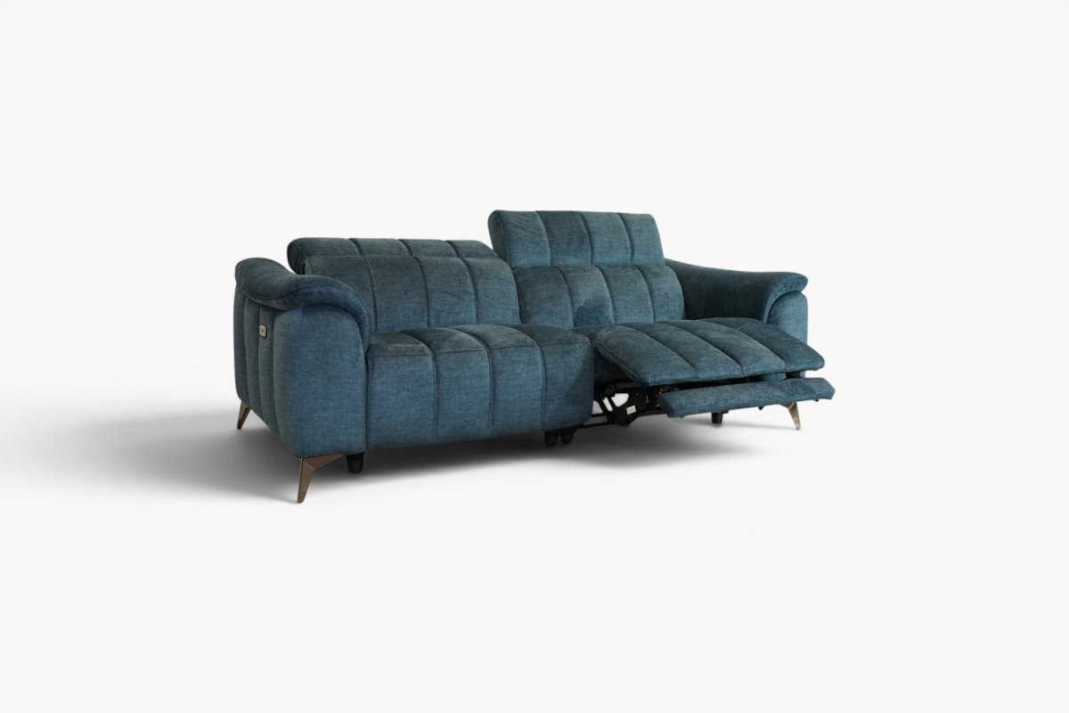 Angelo Fabric 3 Seater Power Recliner Sofa, Giula Dark Blue