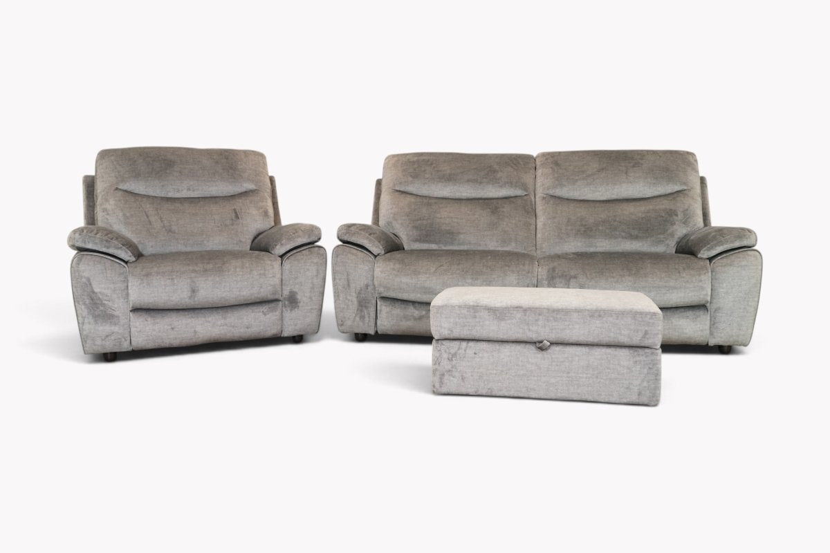 Bagnolo Fabric 3 Seater Sofa, Snuggle Chair & Footstool, Light Grey