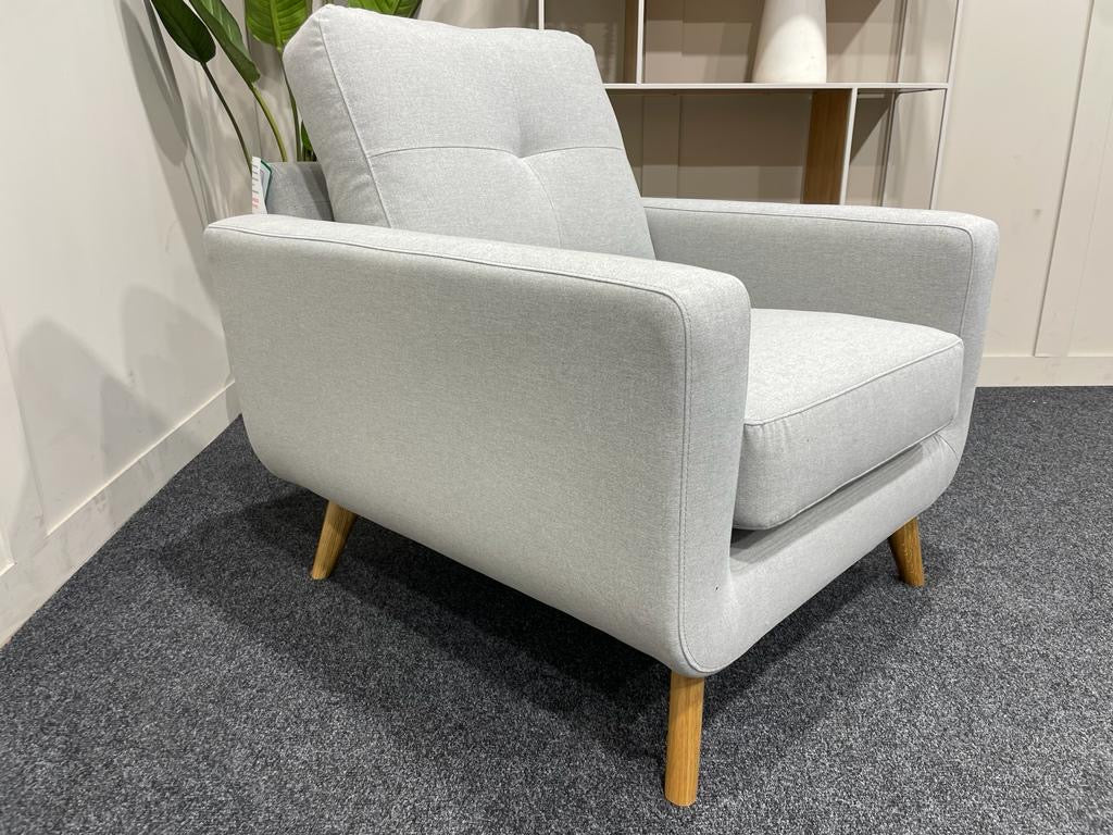 Barbican Armchair, Easy Clean Brushed Pale Grey