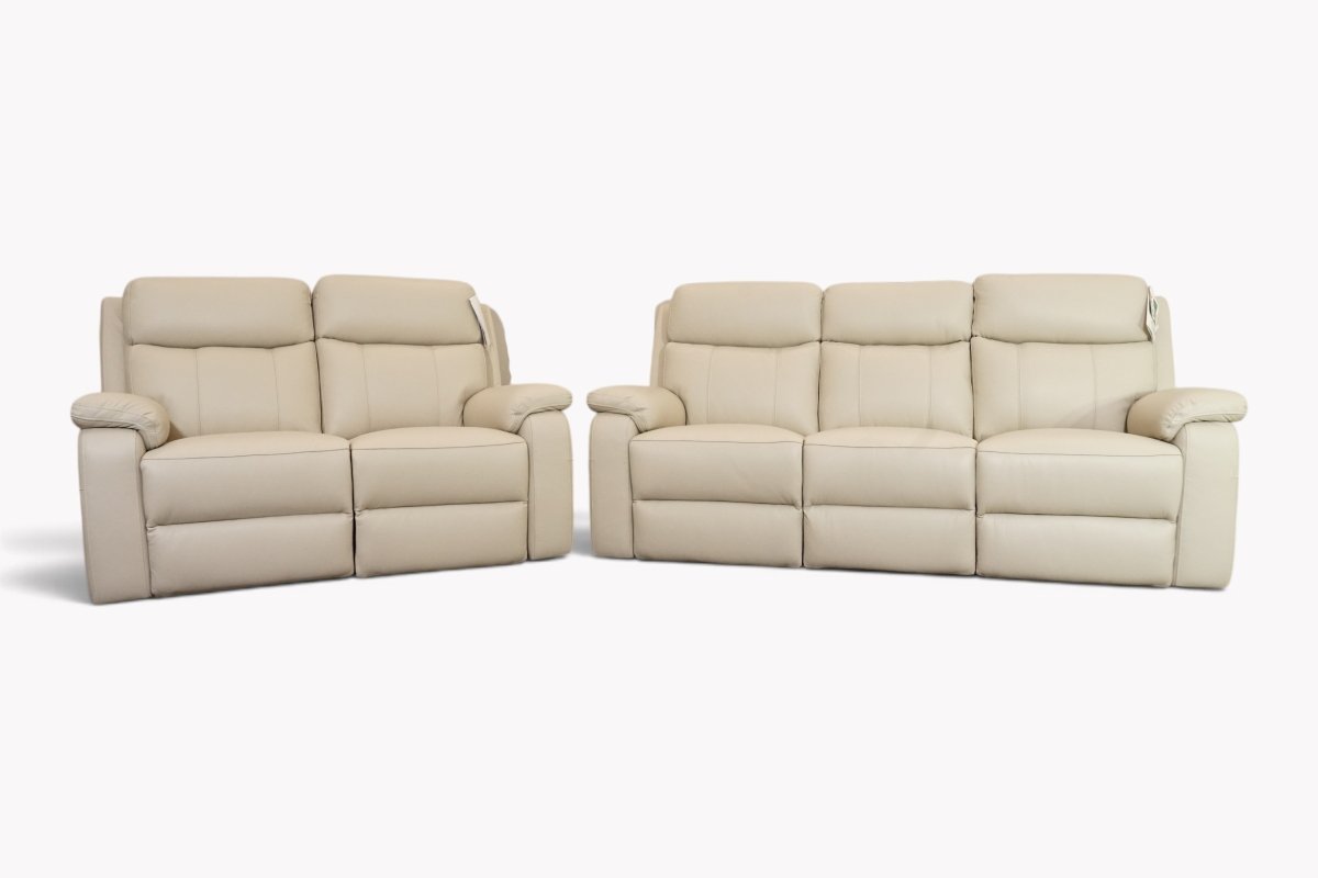 Calboli Leather 3 + 2 Seater Power Recliner Sofa, Macadamia Moon White