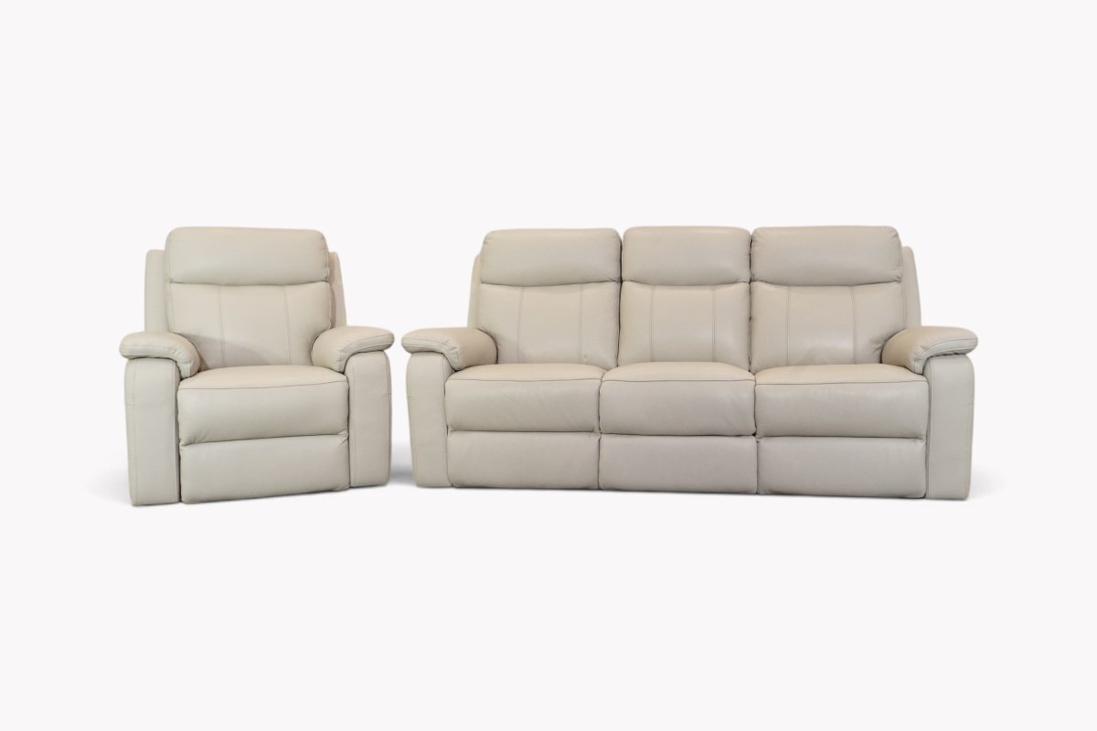 Calboli Power Reclining Leather 3 Seater Sofa & Armchair, Macadamia Taupe