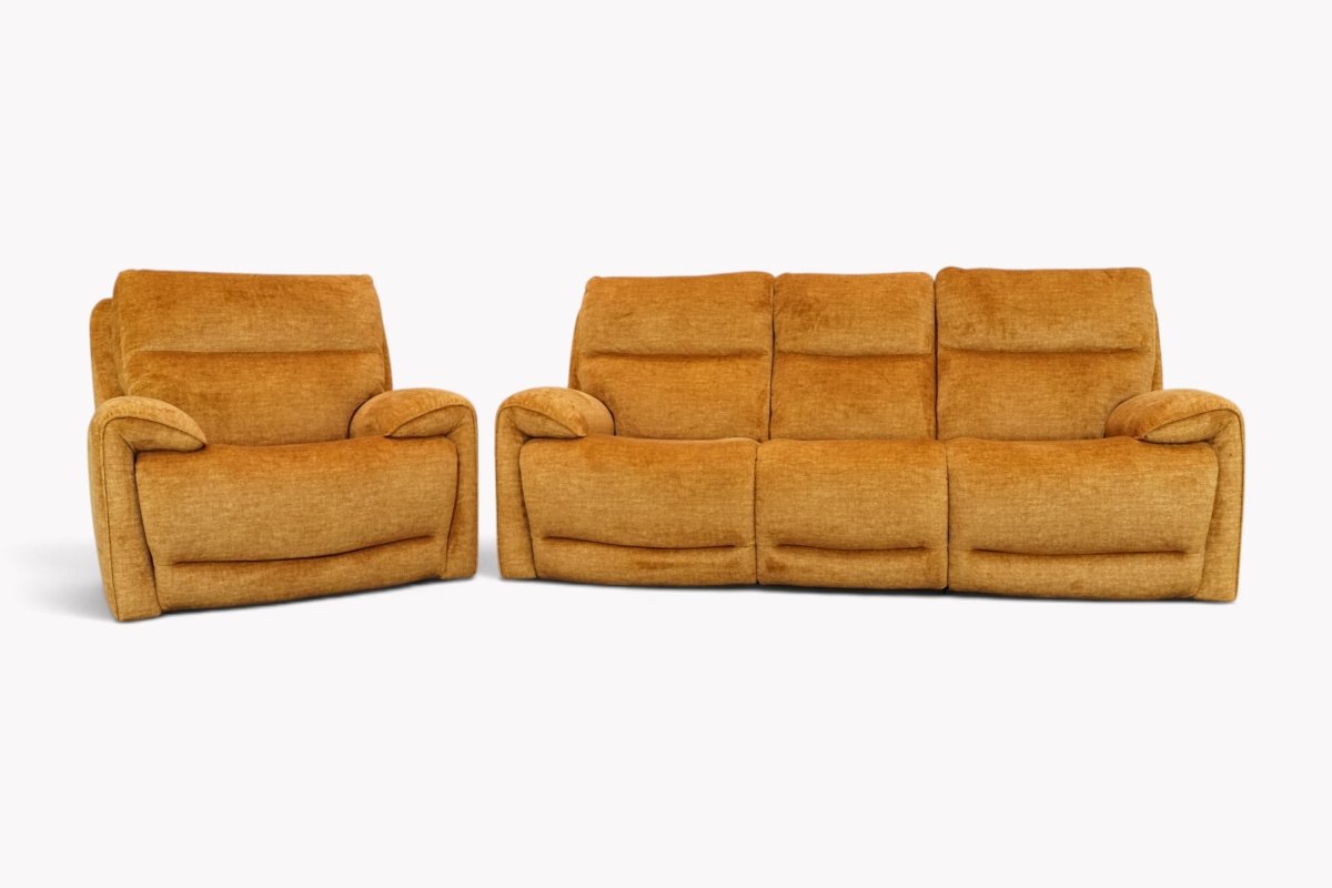 Caldbeck Fabric 3 Seater Power Recliner Sofa & Armchair, Dalia Yellow