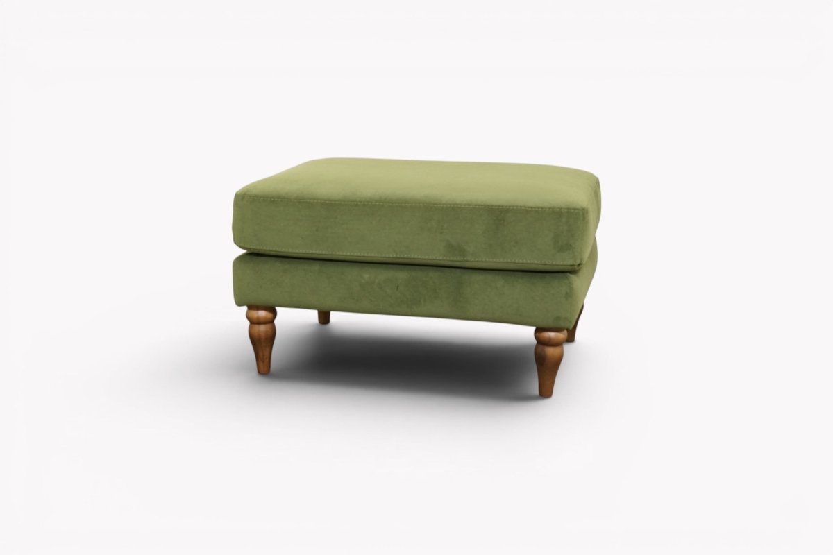Camber Footstool, Plush Velvet Dark Khaki