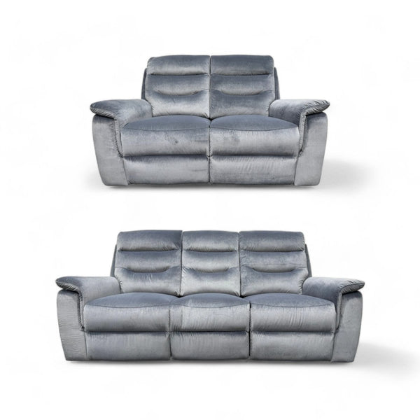 Chicago 3 Seater & 2 Seater Fabric Power Recliner Sofas, Silver