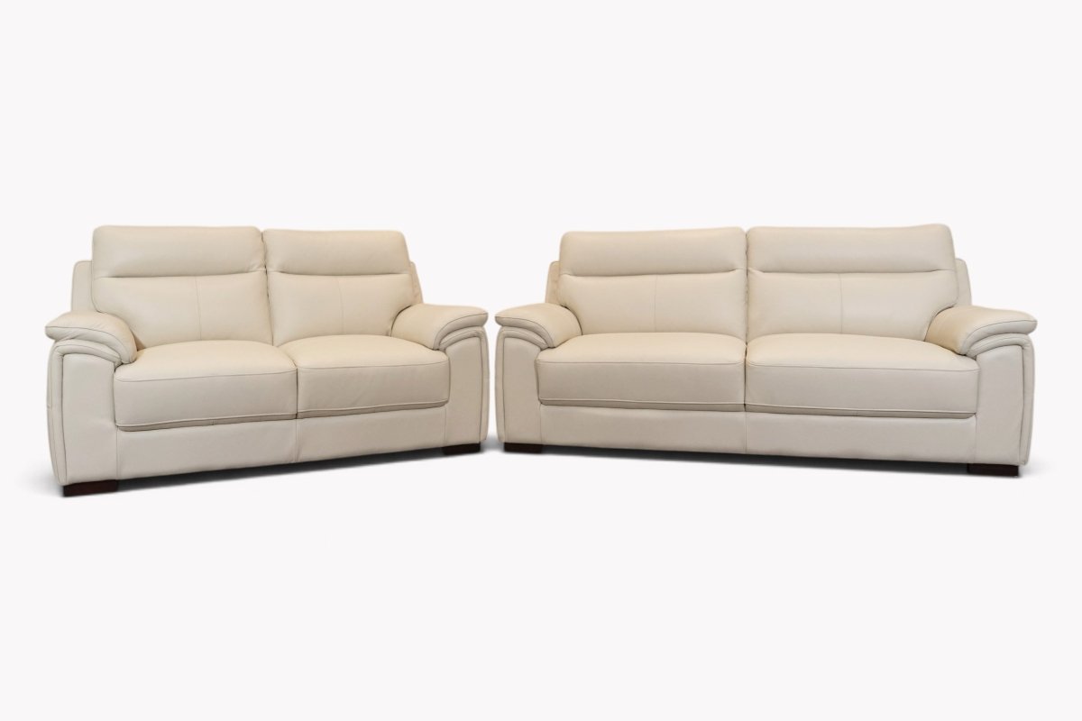 Cosina 3 & 2 Seater Leather Sofa, Macadamia Moon White