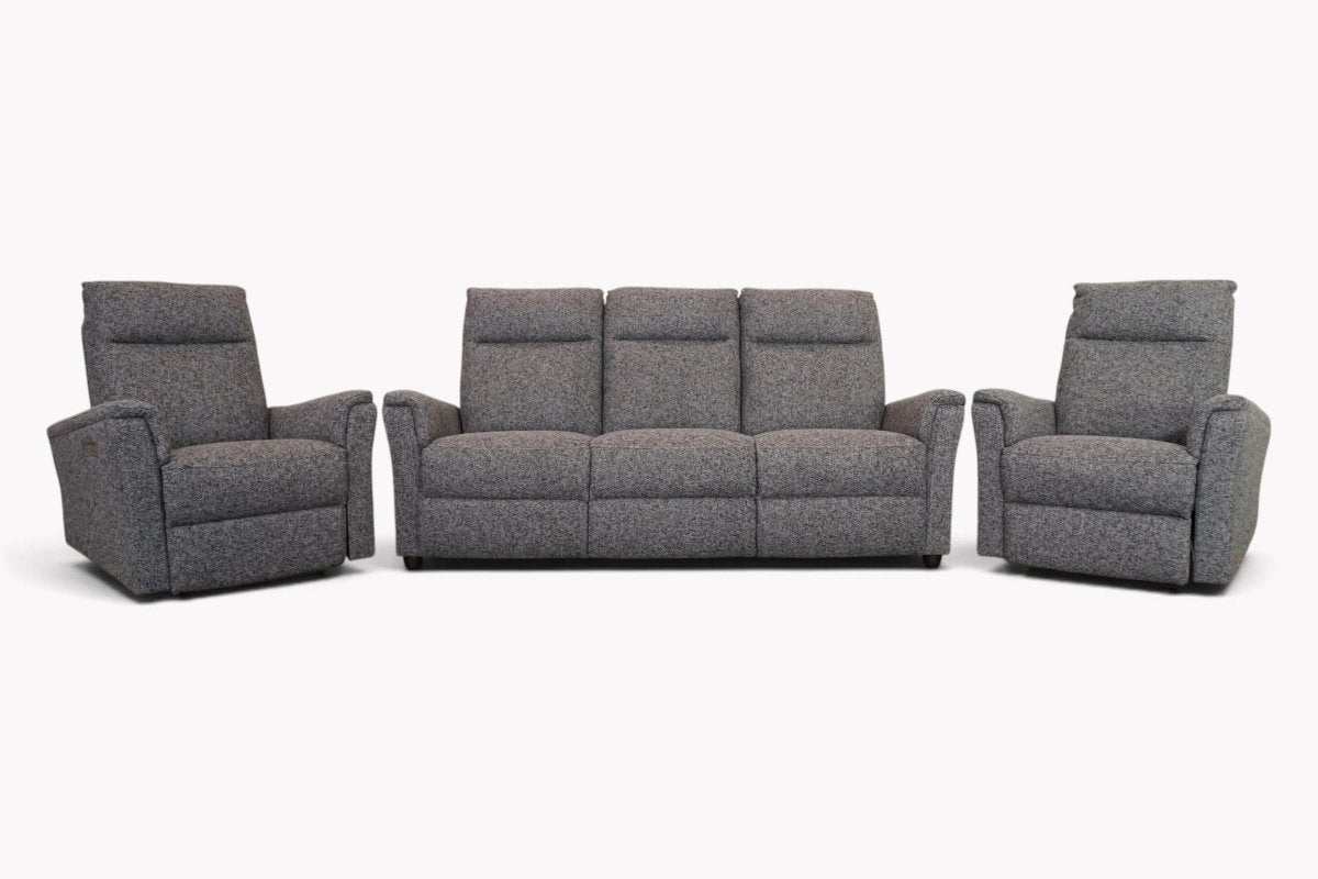 Fusignano Fabric 3 Seater Sofa & 2 Power Reclining Armchairs, Charcoal