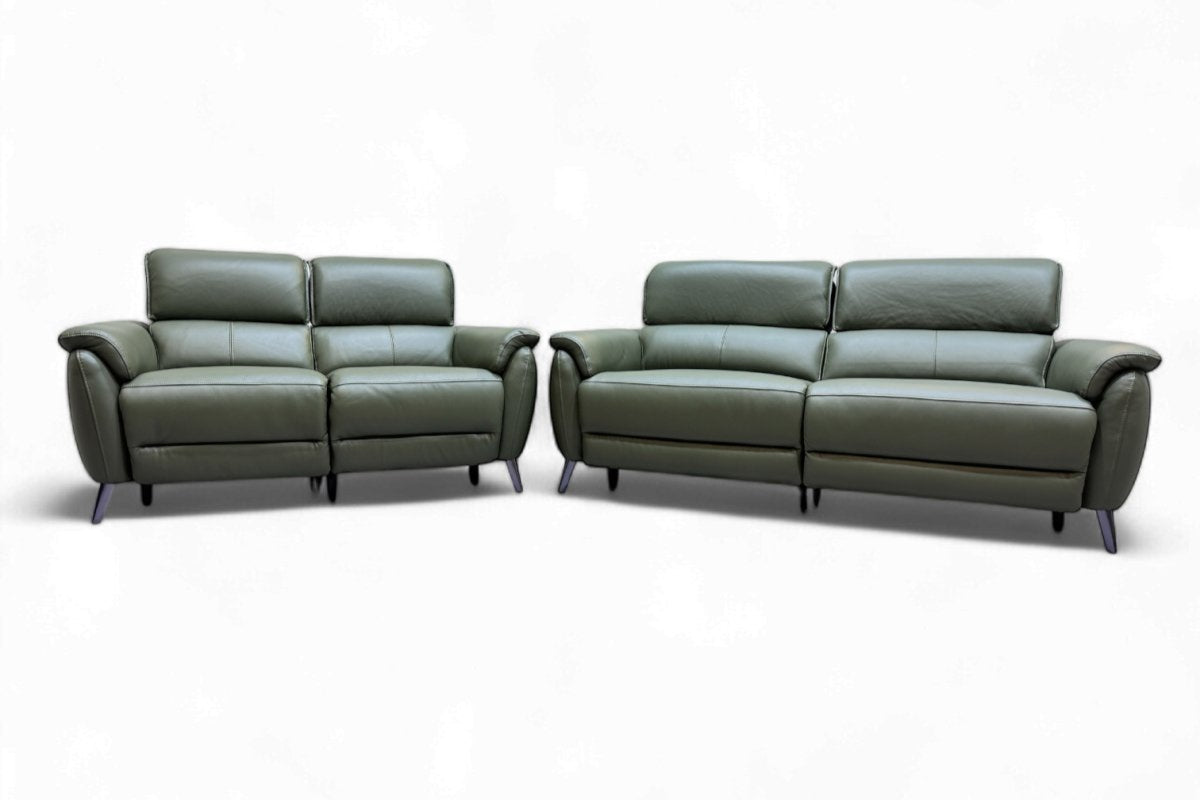 Jade 3 + 2 Seater Leather Power Reclining Sofa with Telescopic Headrests