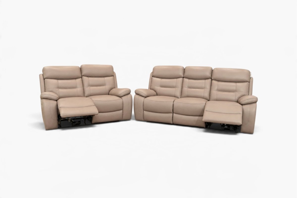 Kensington 3 & 2 Seater Power Reclining Sofa Set, Light Grey Leather
