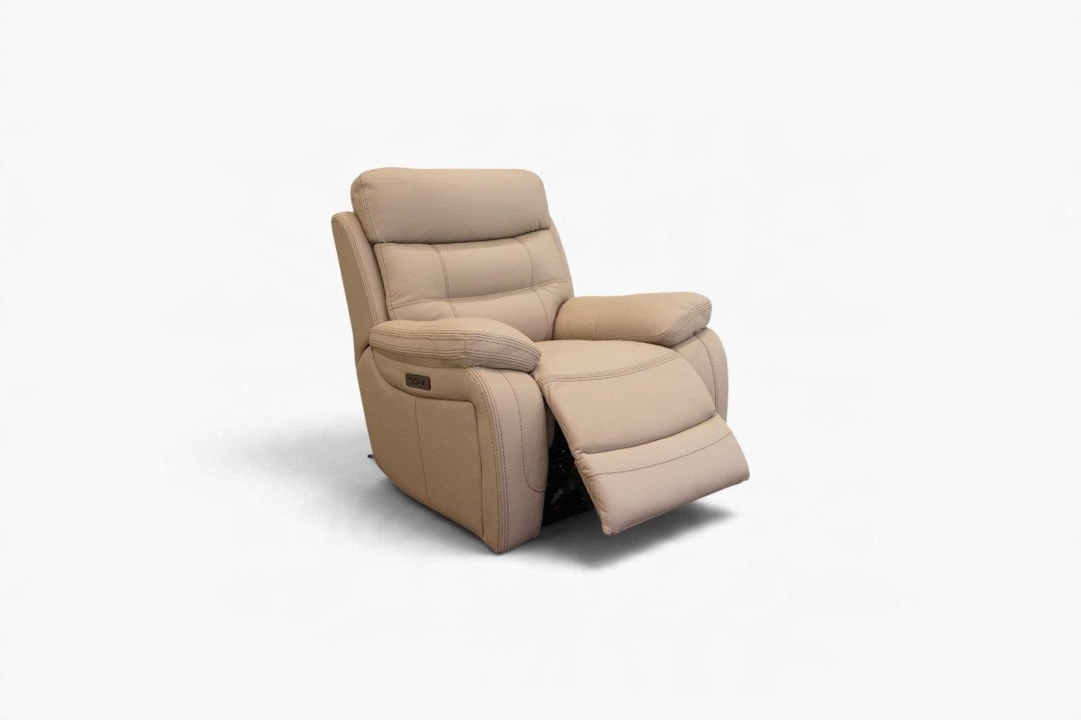Kensington Armchair Power Recliner, Light Grey Leather