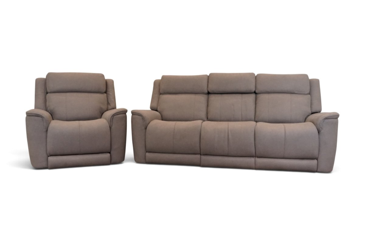 Langley Fabric Power Reclining 3 + 1 Seater Sofa Set, Luxe Grey