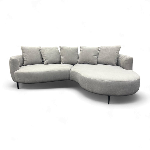 Lozenge RHF Chaise End Sofa & Footstool, Titan Smoke Grey