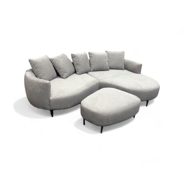 Lozenge RHF Chaise End Sofa & Footstool, Titan Smoke Grey