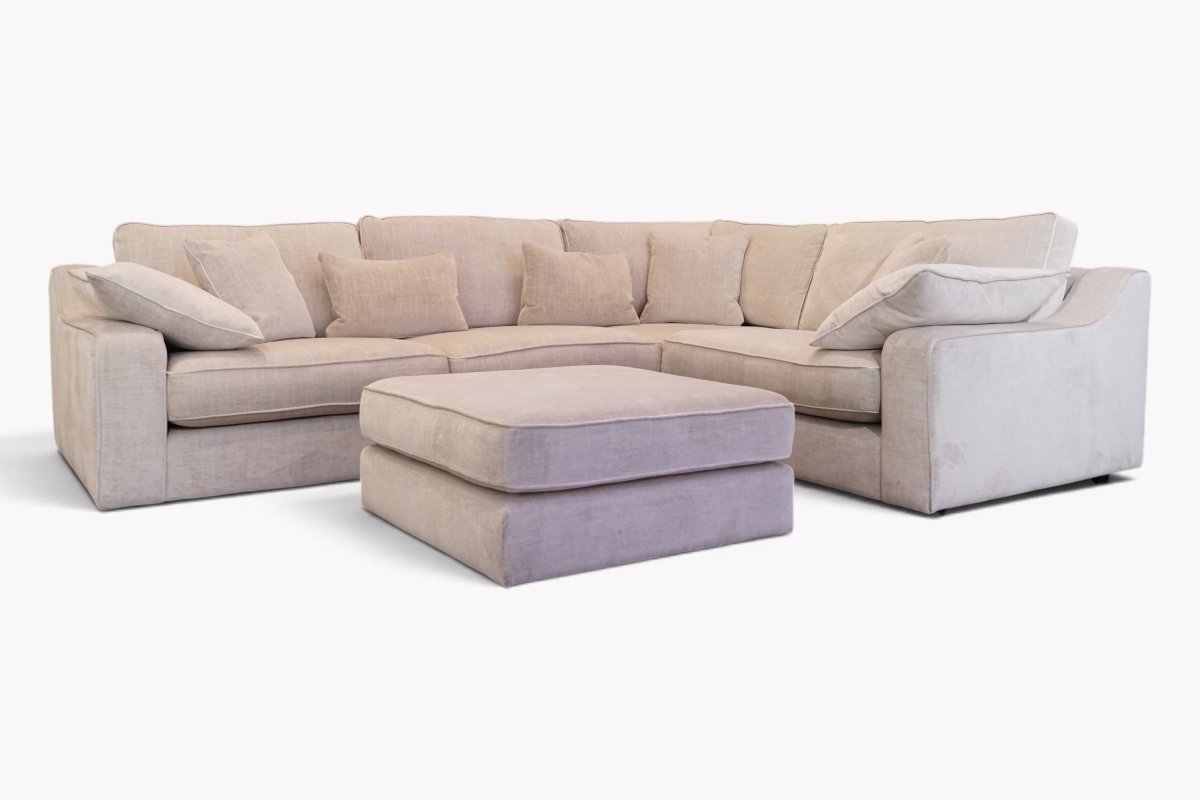Manhattan Large 3 Corner 1 Sofa & Footstool, Zelda Platinum