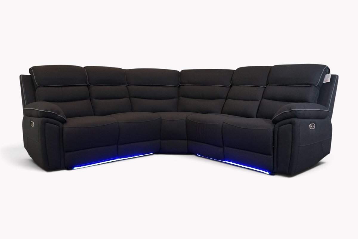 Milan Power Reclining Corner Sofa, Charcoal Fabric