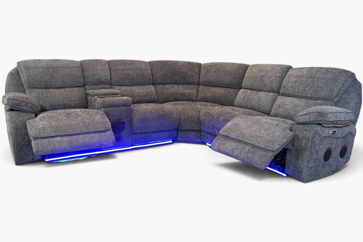 Monaco Tech Fabric Power Reclining Corner Sofa, Luxe Chenille Charcoal
