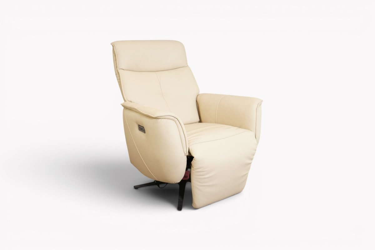 New Repose Power Reclining Leather Armchair, Stone / Cream