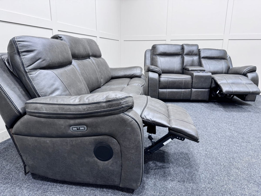 New Vinson 3 Seater Power Reclining Sofa & 2 Seater Power Reclining Smart Sofa, Graphite Grey