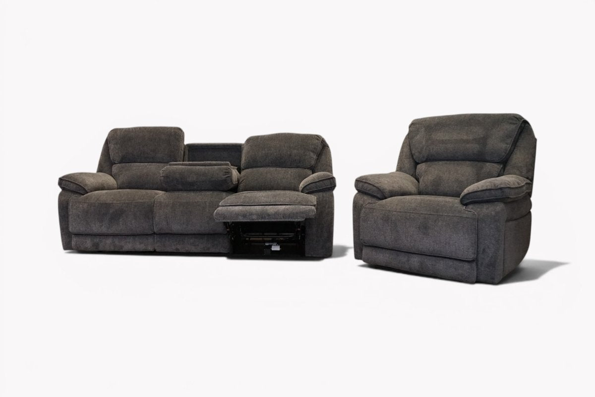 Orlando 3 Seater Sofa & Armchair, Manual Recliner, Chunky Chenille Charcoal
