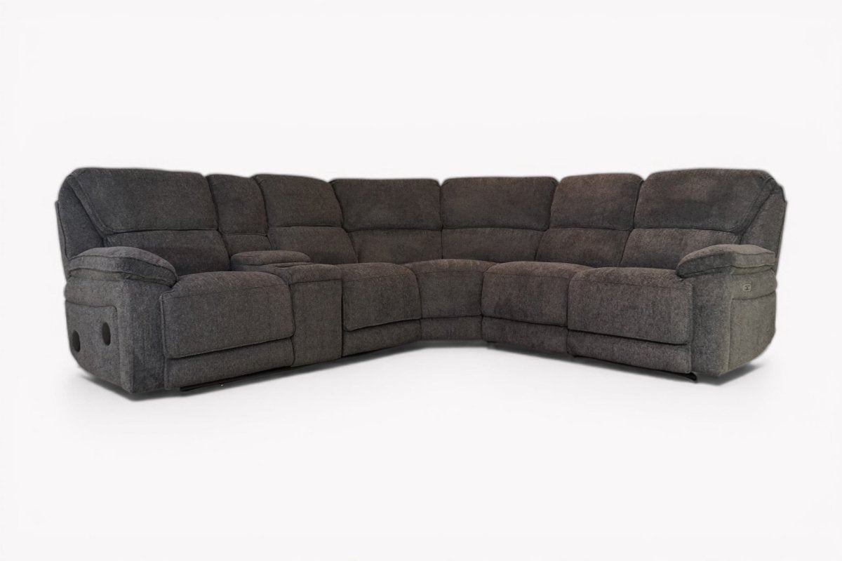 Orlando Power Recliner Corner Tech Sofa, Chunky Chenille Charcoal