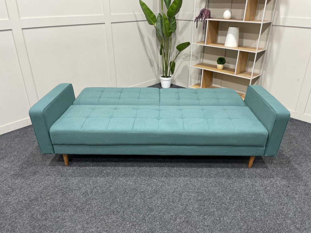Quilted Large 3 Seater Sofa Bed, Dark Leg, Green