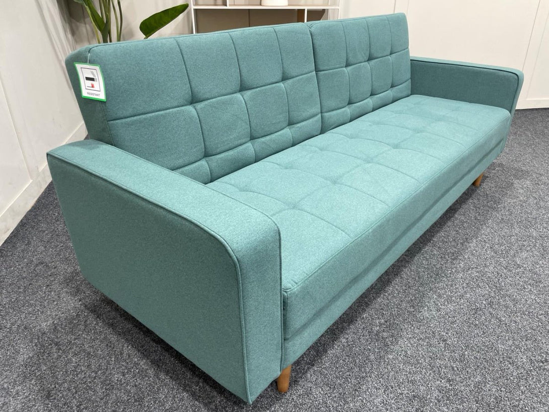 Quilted Large 3 Seater Sofa Bed, Dark Leg, Green