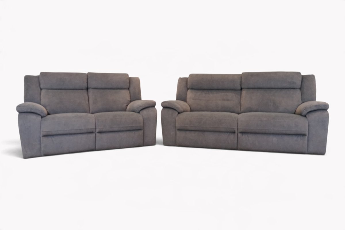 Sarsina Fabric 3 & 2 Seater Power Reclining Sofa Set, Camelia Anthracite