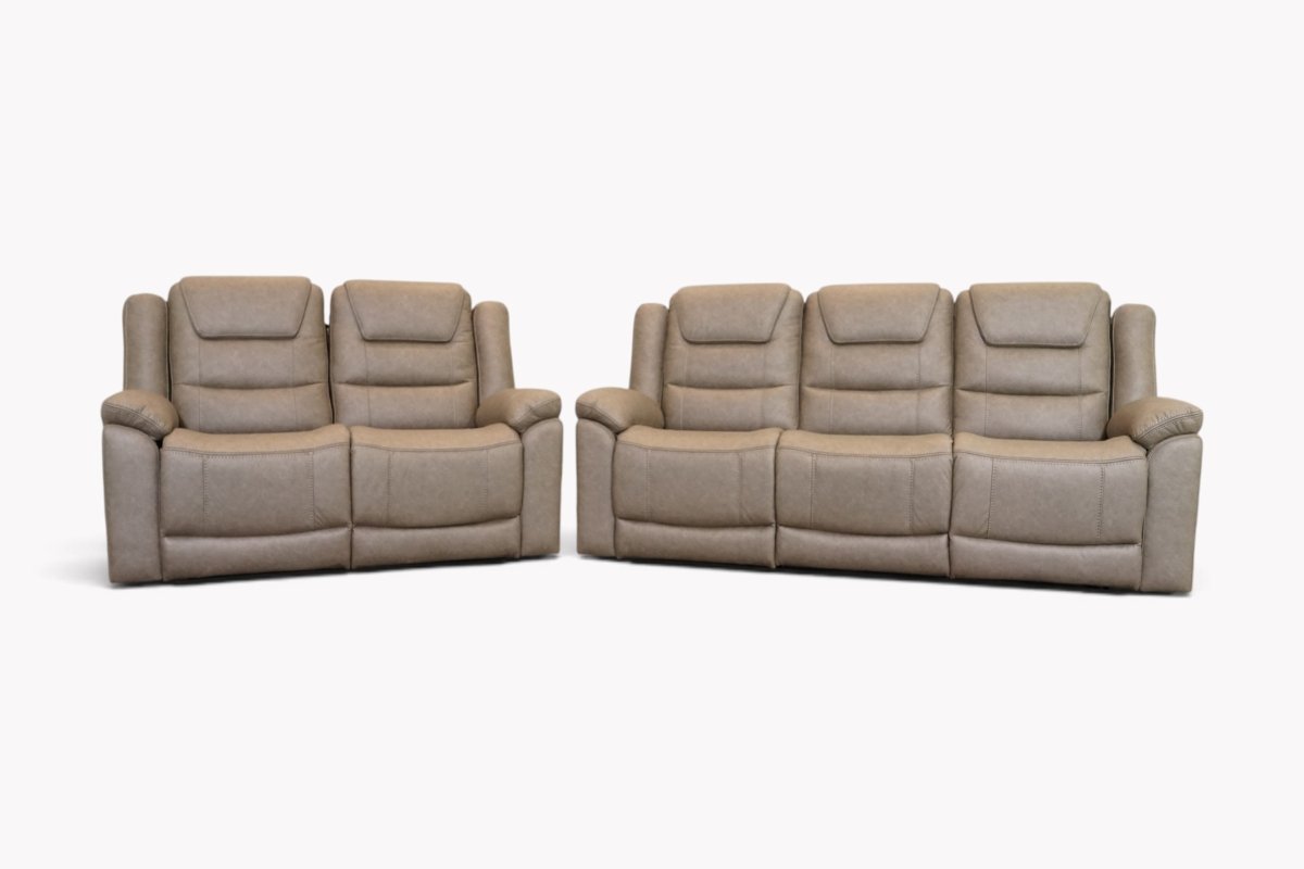Saturn Fabric 3+2 Seater Manual Reclining Sofa Set, Marble Grey