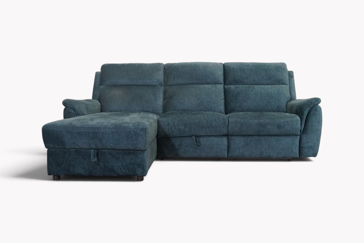 Sogliano 3 Seater Power Recliner Sofa With Drawer & Storage Chaise, Dalia Dark Green