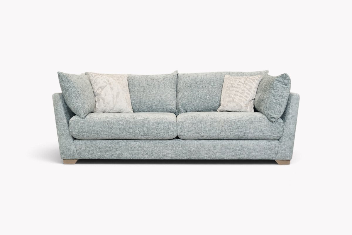 Tallulah Fabric 3 Seater Sofa, Basketweave Chenille Duck Egg Mix