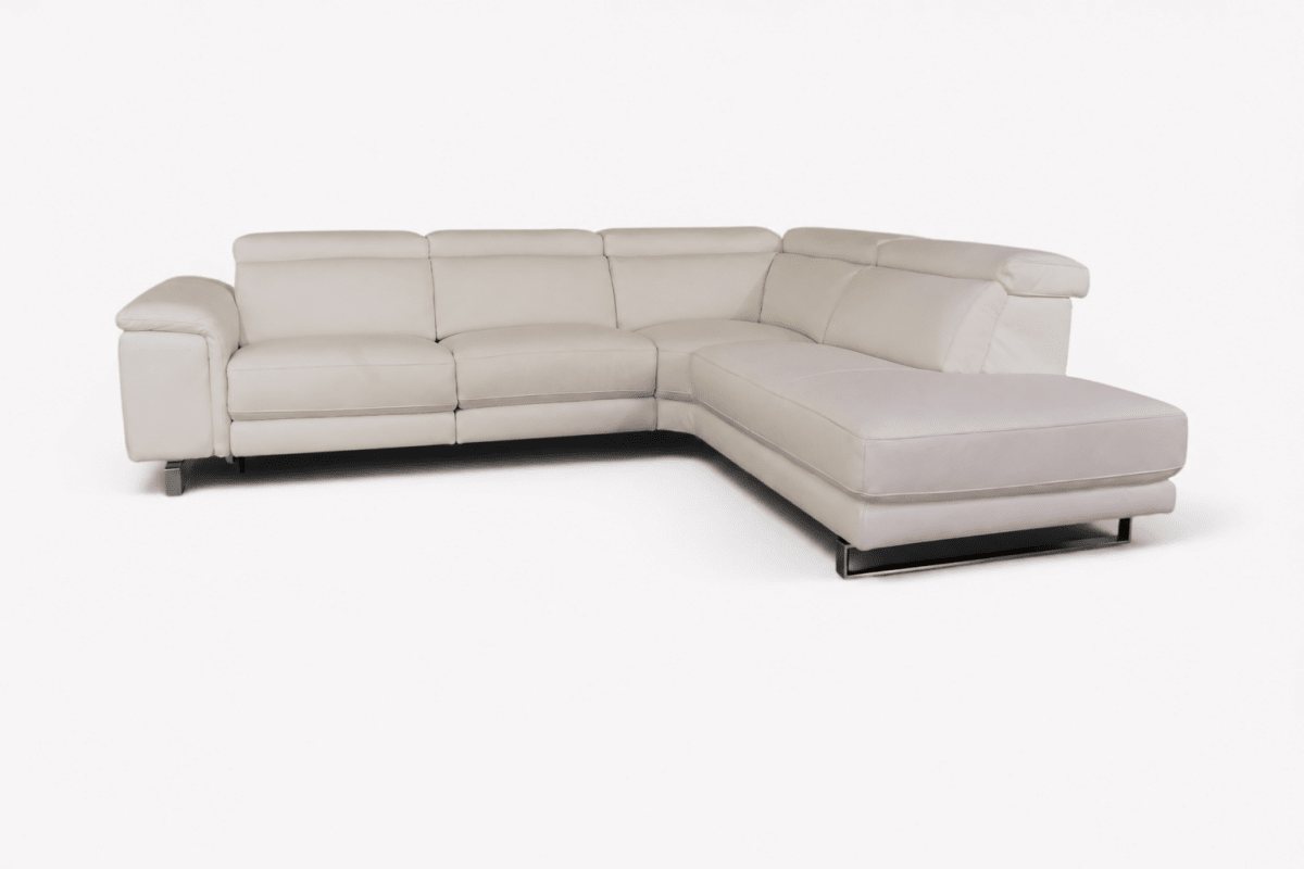Viserba 2 Corner 3 Power End Reclining Chaise, White Leather