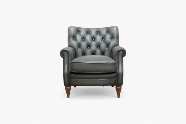 At The Helm Columbus Accent Leather Armchair, Handrub Green