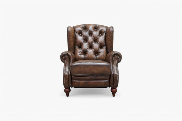 At The Helm Shackleton Leather Power Recliner Wing Chair, Saddle