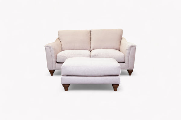Bromley Medium 2 Seater Sofa & Footstool, Aquaclean Titan Natural