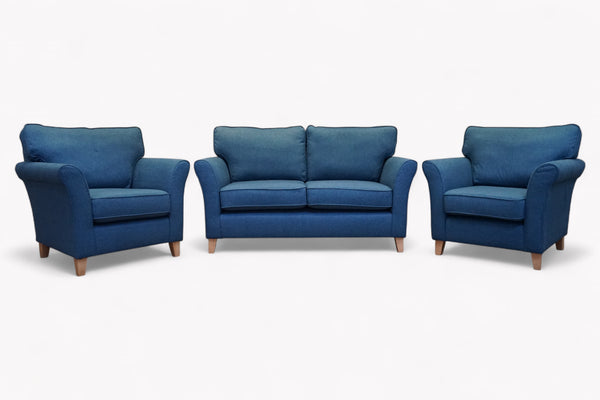 Charlotte II Medium 2 Seater Sofa & 2 Armchairs, Brushed Tweed Navy