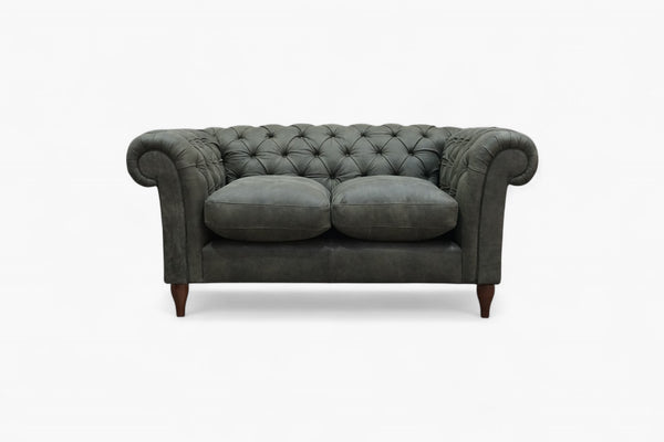 Cromwell Small 2 Seater Leather Sofa, Demetra Green