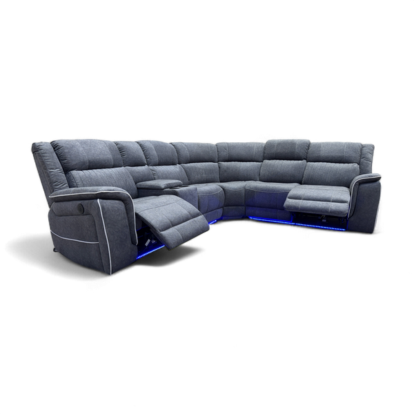 Neon Power Reclining Corner Sofa, Silver