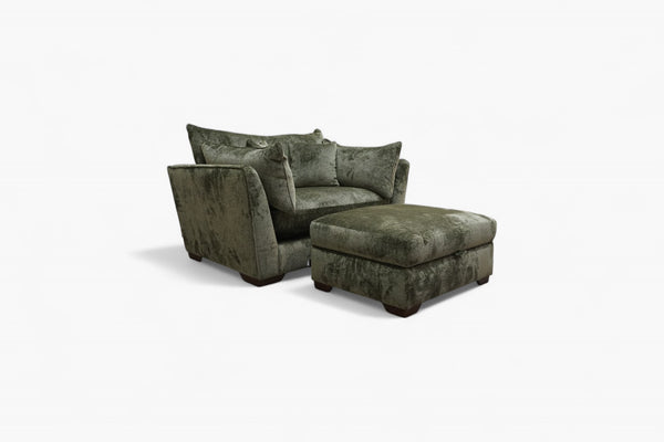 Dunstable Cuddler & Footstool, Soft Plain Green