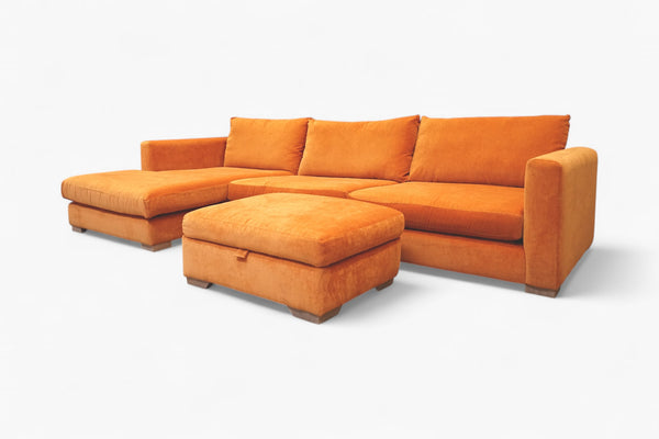 Fontella LHF Corner Chaise Sofa & FREE Footstool, Dusk Marmalade
