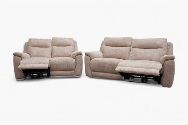 Navona 3+2 Seater Power Recliner Leather Sofas, Chenille Mink