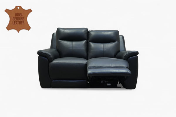 Navona 2 Seater Power Recliner Leather Sofa, Florida Black