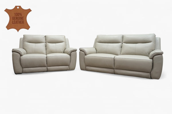 Navona 3+2 Seater Power Recliner Leather Sofas, Cloudy