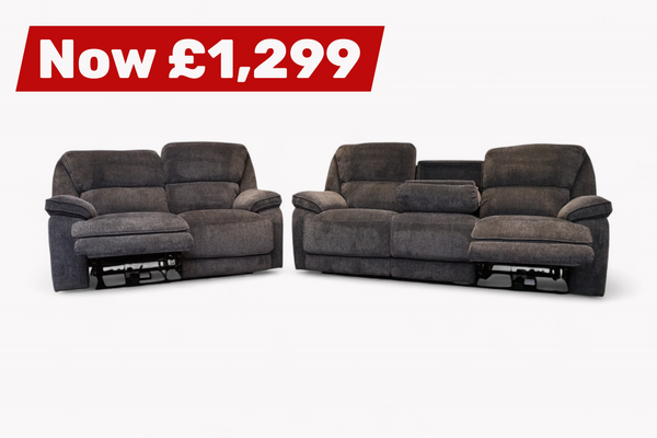 Orlando 3 + 2 Seater Manual Recliner Sofa Set, Chunky Chenille Charcoal