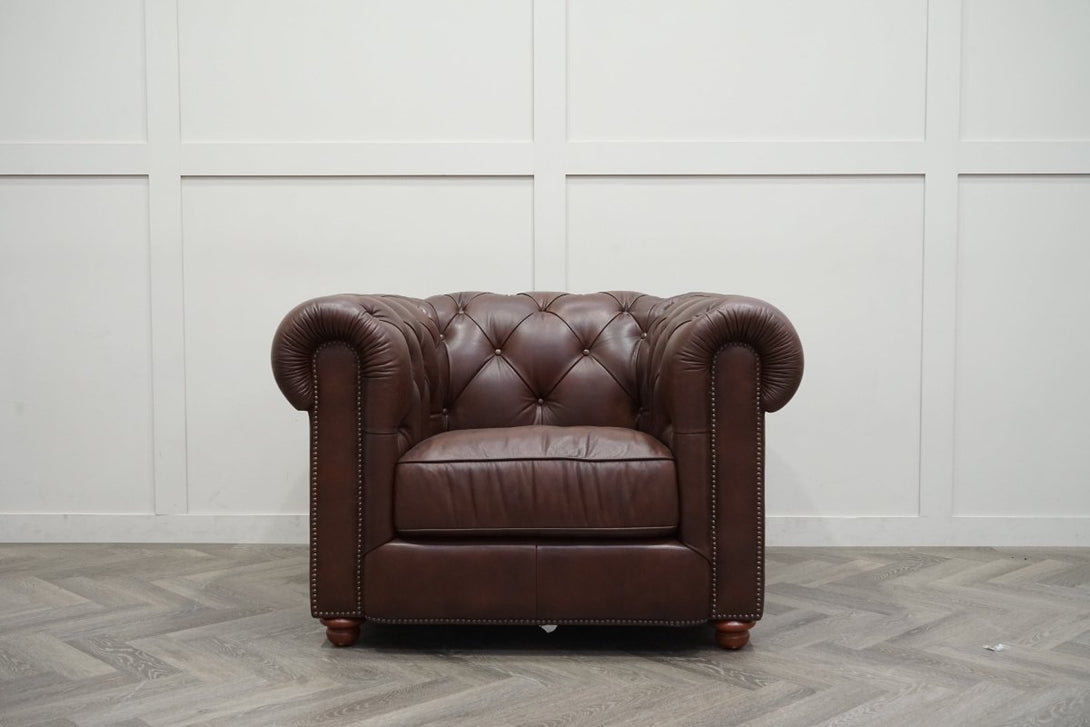 Abraham Club Leather Armchair, Vintage Whiskey