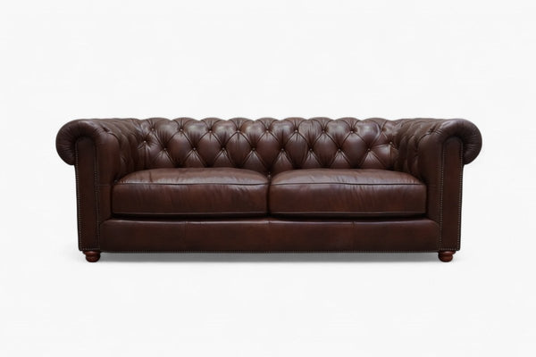 Abraham Large Leather 3 Seater Sofa, Vintage Whiskey