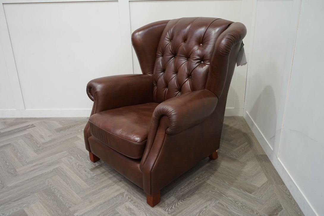 Abraham Leather Wing Chair, Vintage Whiskey