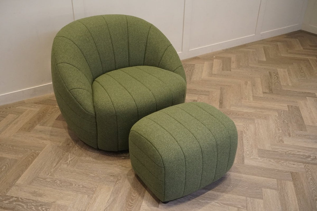 Alison Fabric Swivel Chair, Moss Green