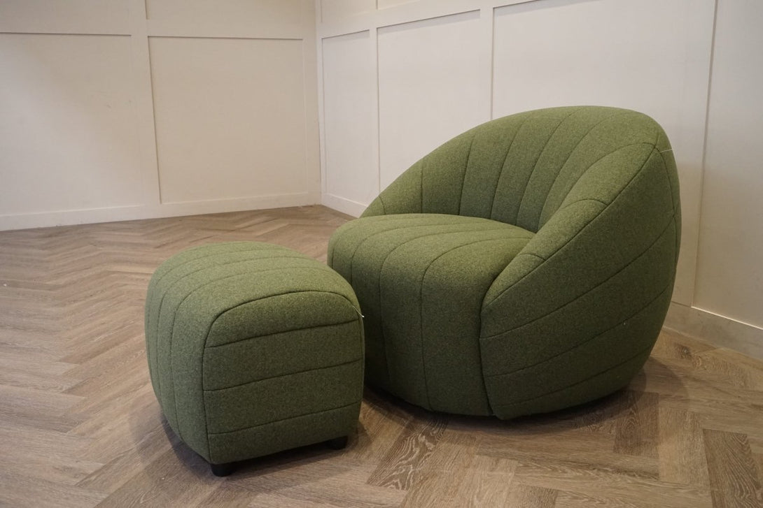 Alison Fabric Swivel Chair, Moss Green