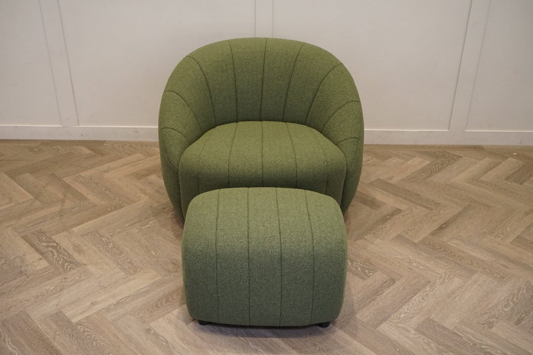Alison Fabric Swivel Chair, Moss Green