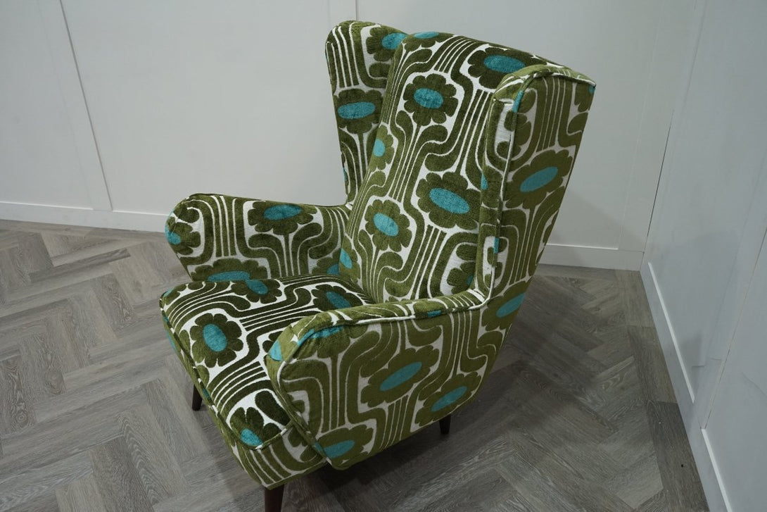 Alma Accent Chair, Climbing Daisy Daisy Tidepool