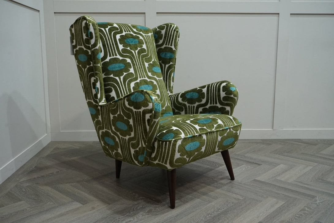 Alma Accent Chair, Climbing Daisy Daisy Tidepool